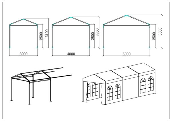 Event marquees plan 3m 4m 5m