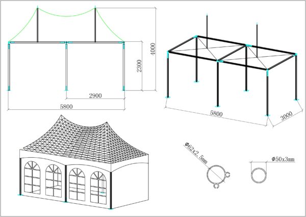 Tente de reception 3x6m