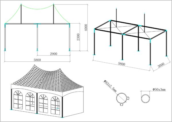 Tente de reception 3x6m