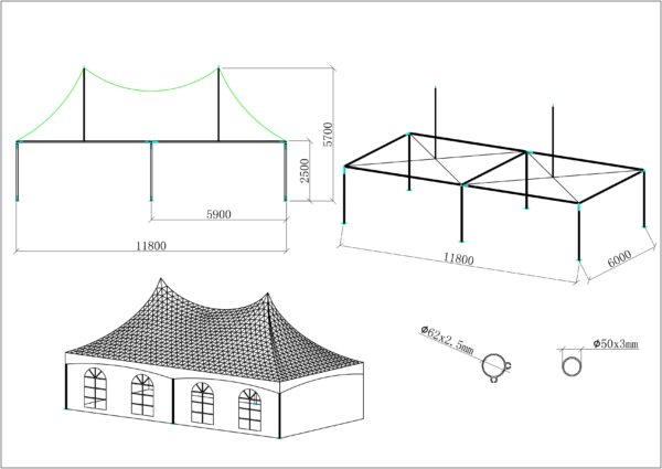 Tente de reception 6x12m