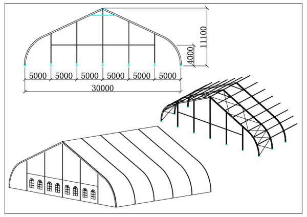 Curved marquees 30m