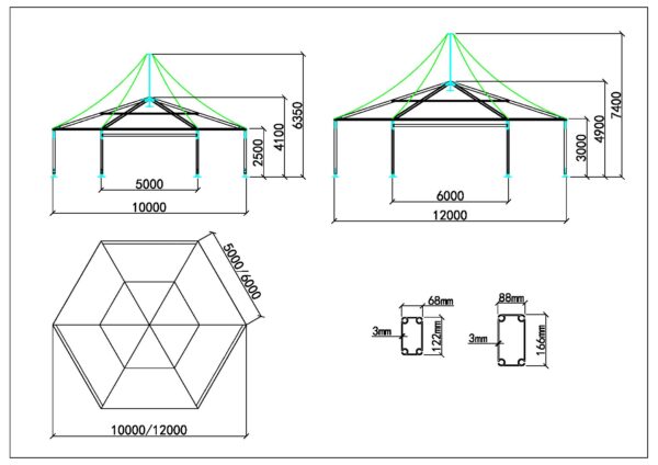 Polygon pagoda 10-12m