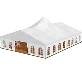 Double pitched roof marquees